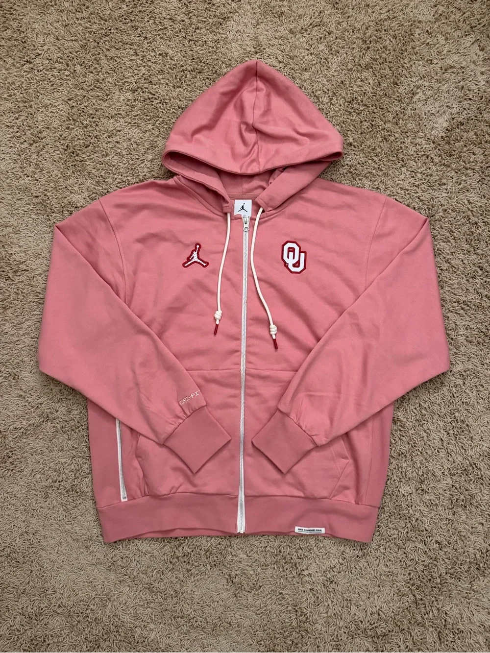 Oklahoma Sooners Mens L Crimson NCAA Basketball Jordan Standard Issue Zip Hoodie